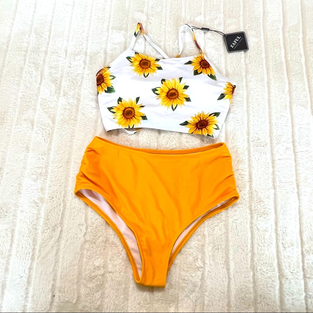 Zaful sunflower tankini NWT